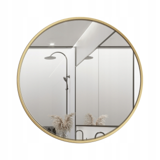 Okrúhle zrkadlo 70 cm v zlatom hliníkovom ráme s LED podsvietením